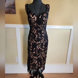 Few Moda New York Sample Dress (tagless) Black Lace Overlaying Nude Lining